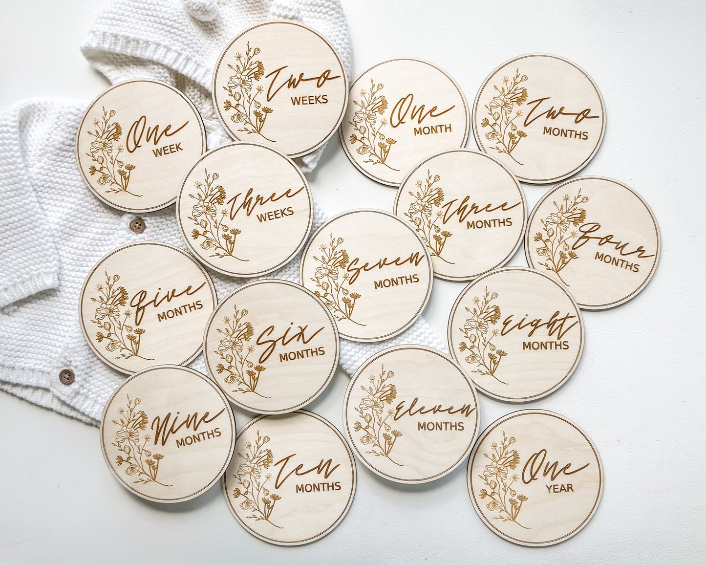 Baby Girl Wildflower Monthly Milestones Markers