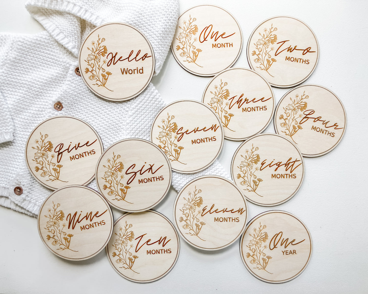 Baby Girl Wildflower Monthly Milestones Markers