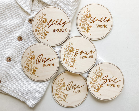 Baby Girl Wildflower Monthly Milestones Markers