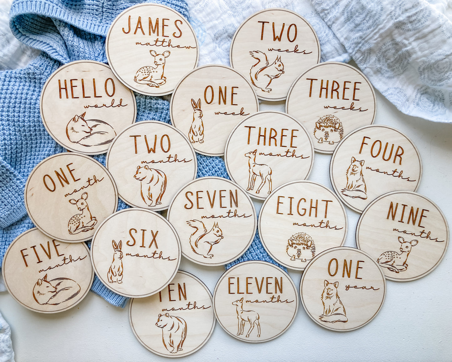 Woodland Animals Baby Milestones Markers