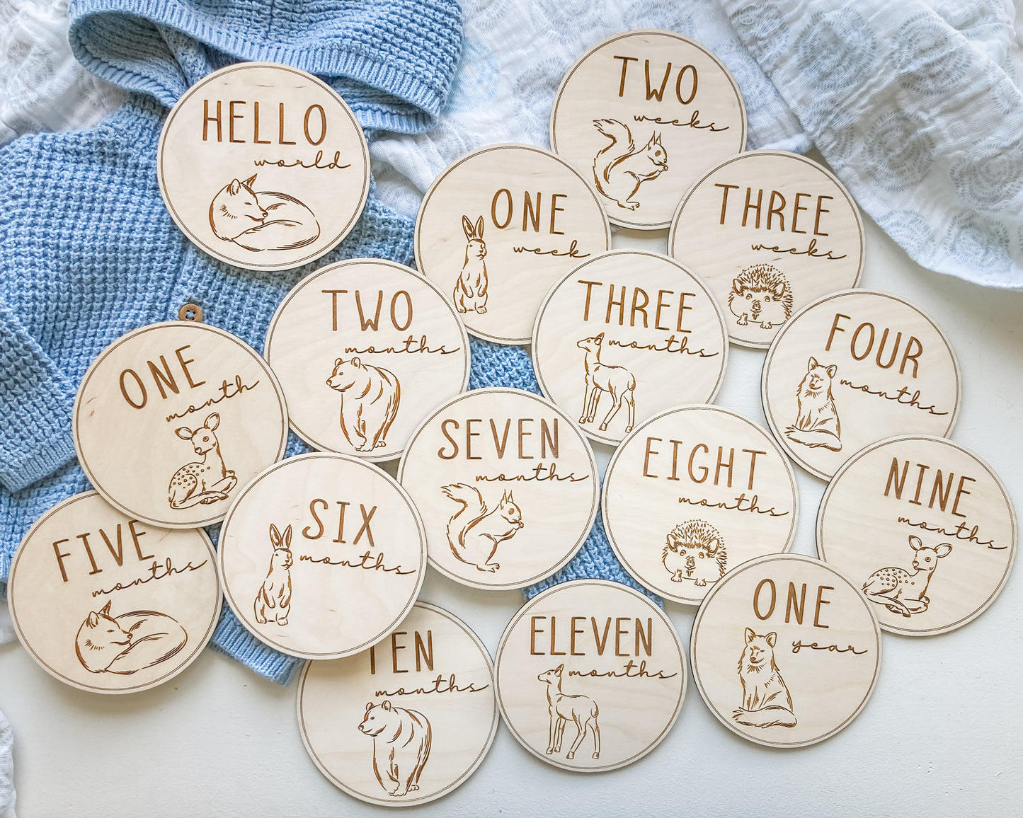 Woodland Animals Baby Milestones Markers