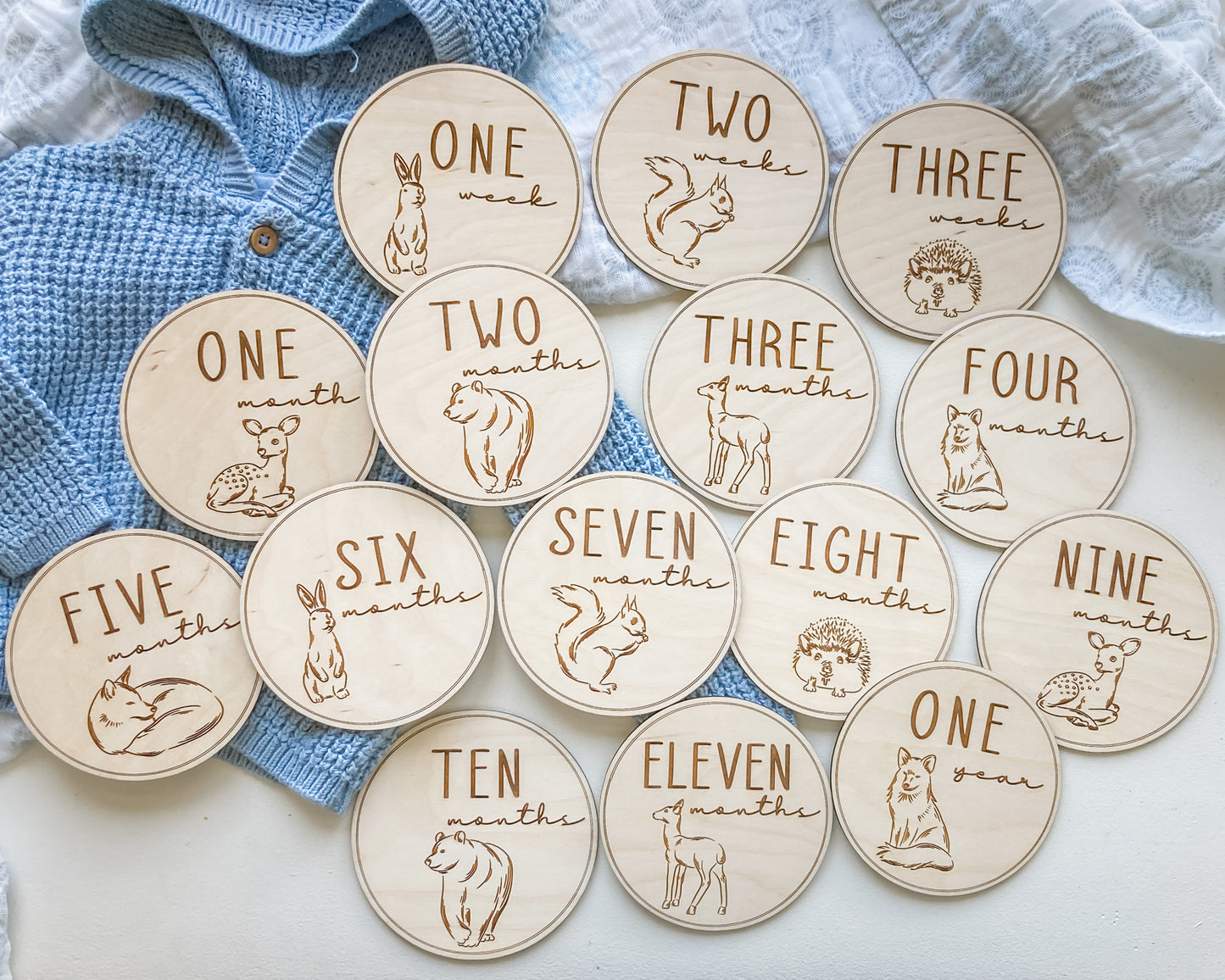 Woodland Animals Baby Milestones Markers