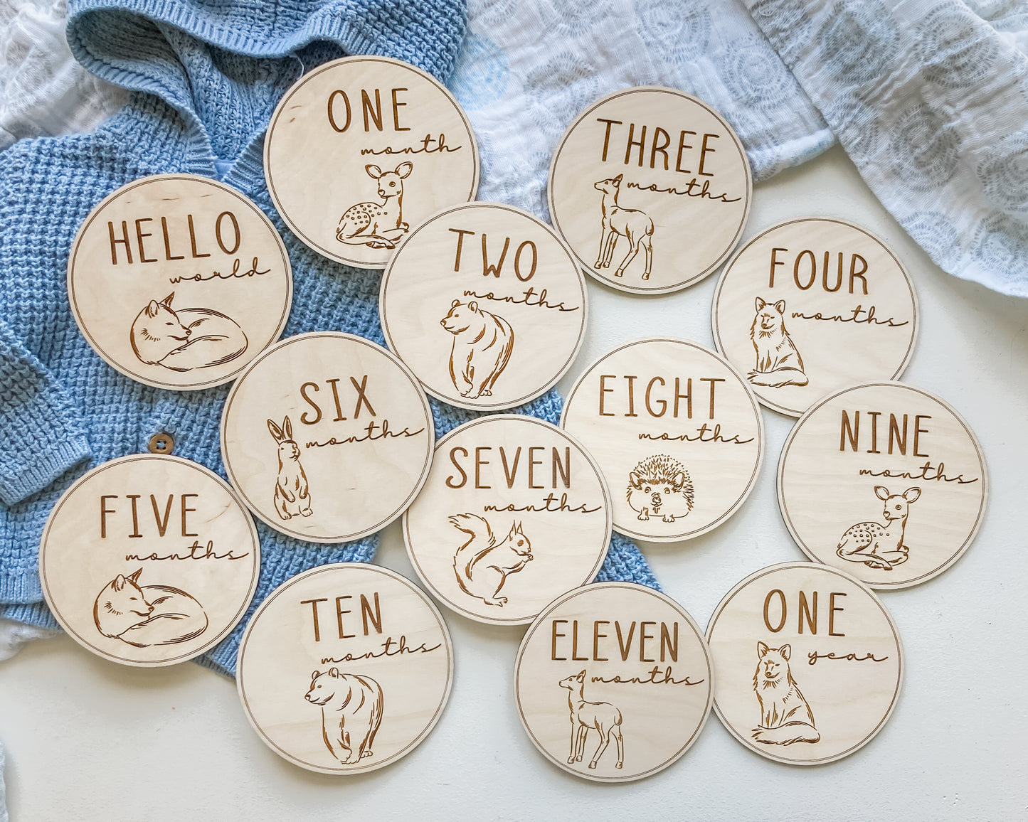 Woodland Animals Baby Milestones Markers