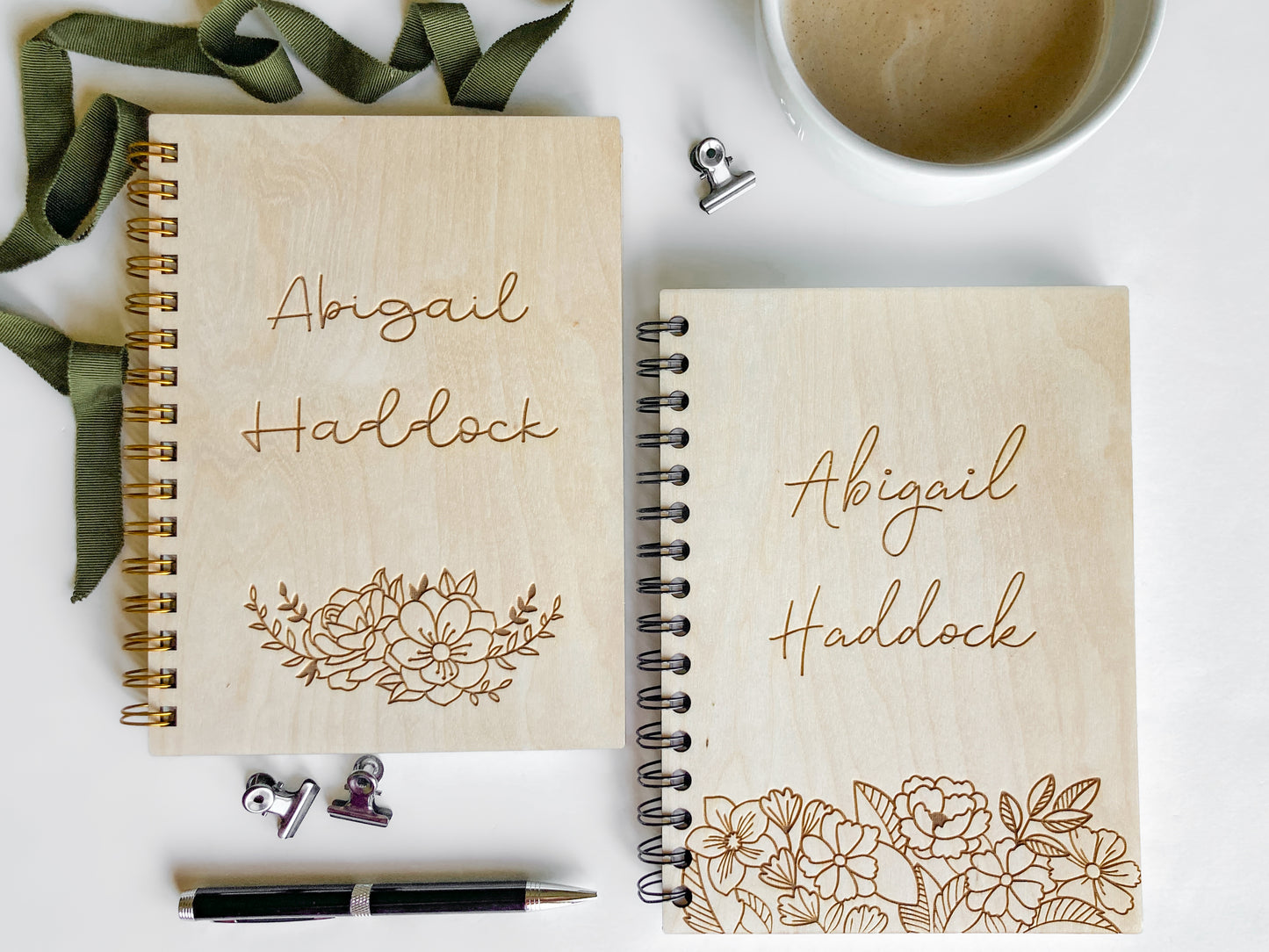 Personalized Floral Notebook Journals or Sketchbook