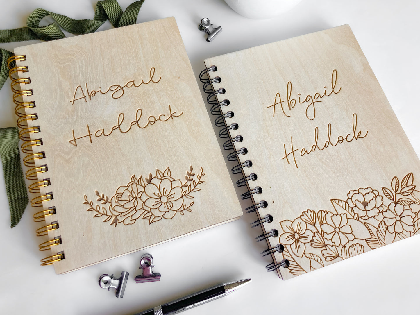 Personalized Floral Notebook Journals or Sketchbook